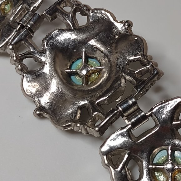 Blue Plastic And Silver Tone Metal Large Bracelet - Picture 13 of 15